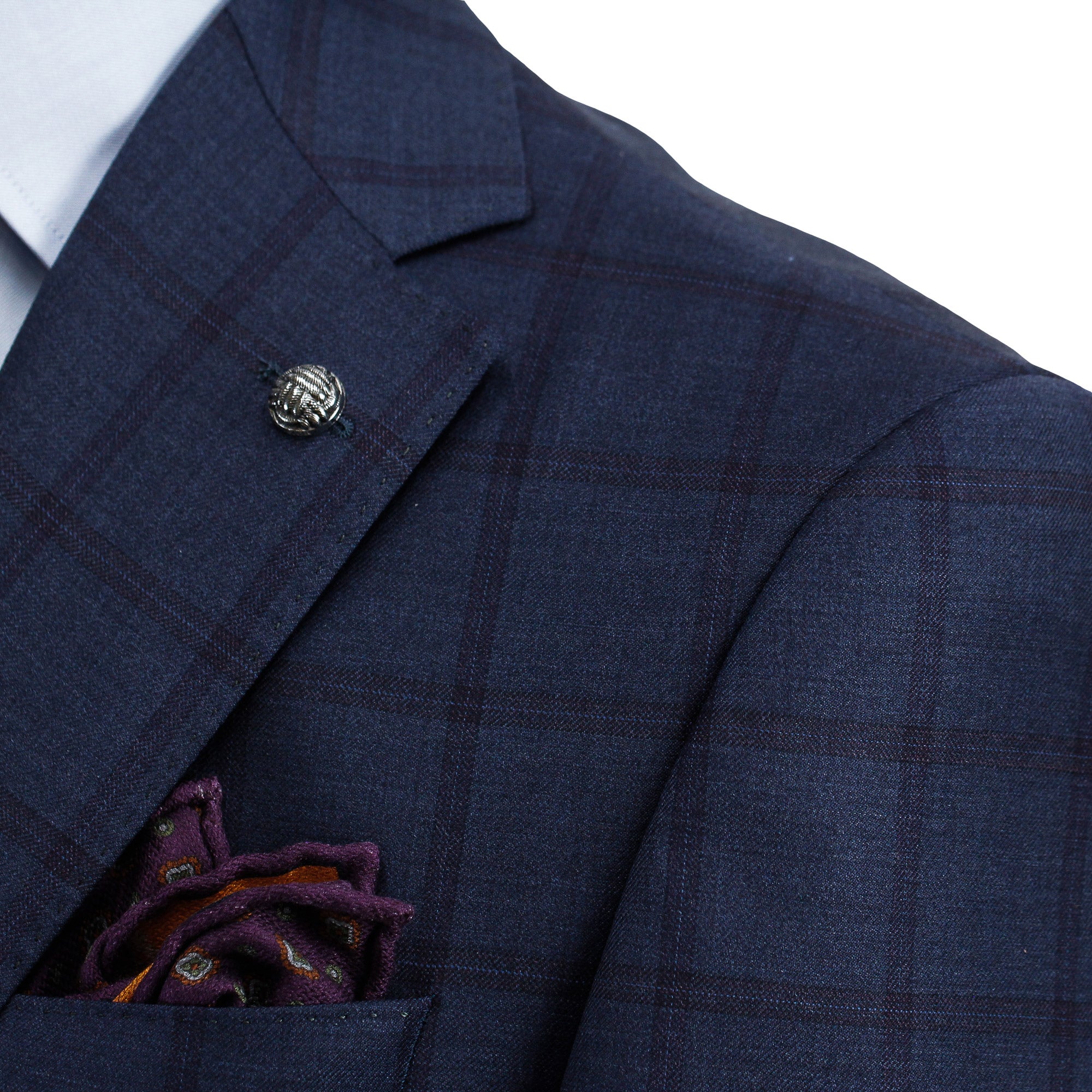 Blue Windowpane Check Esprit Modern Fit Wool Suit - Jack Victor