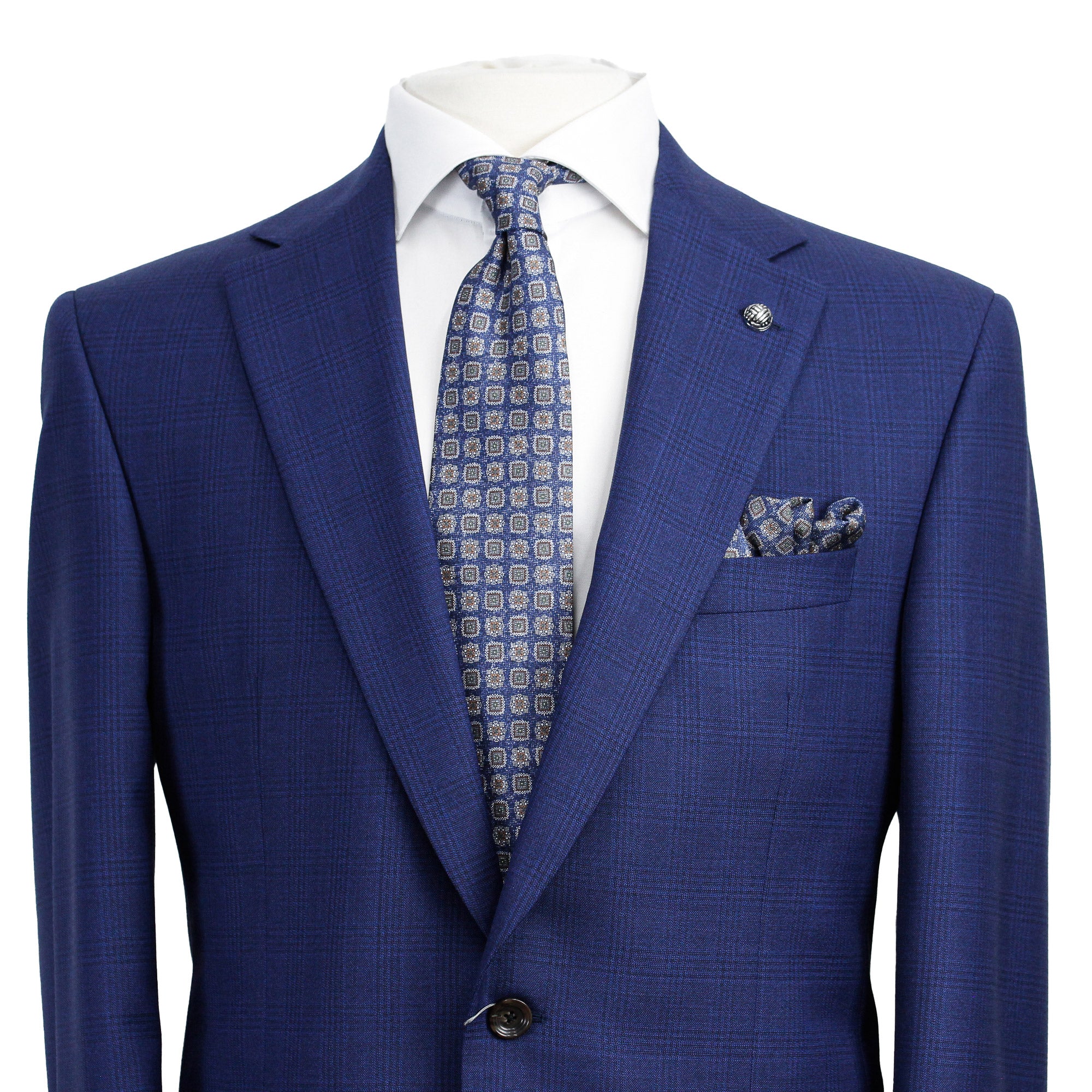 Blue Tonal Glen Check Esprit Modern Fit Drago Wool Suit - Jack Victor
