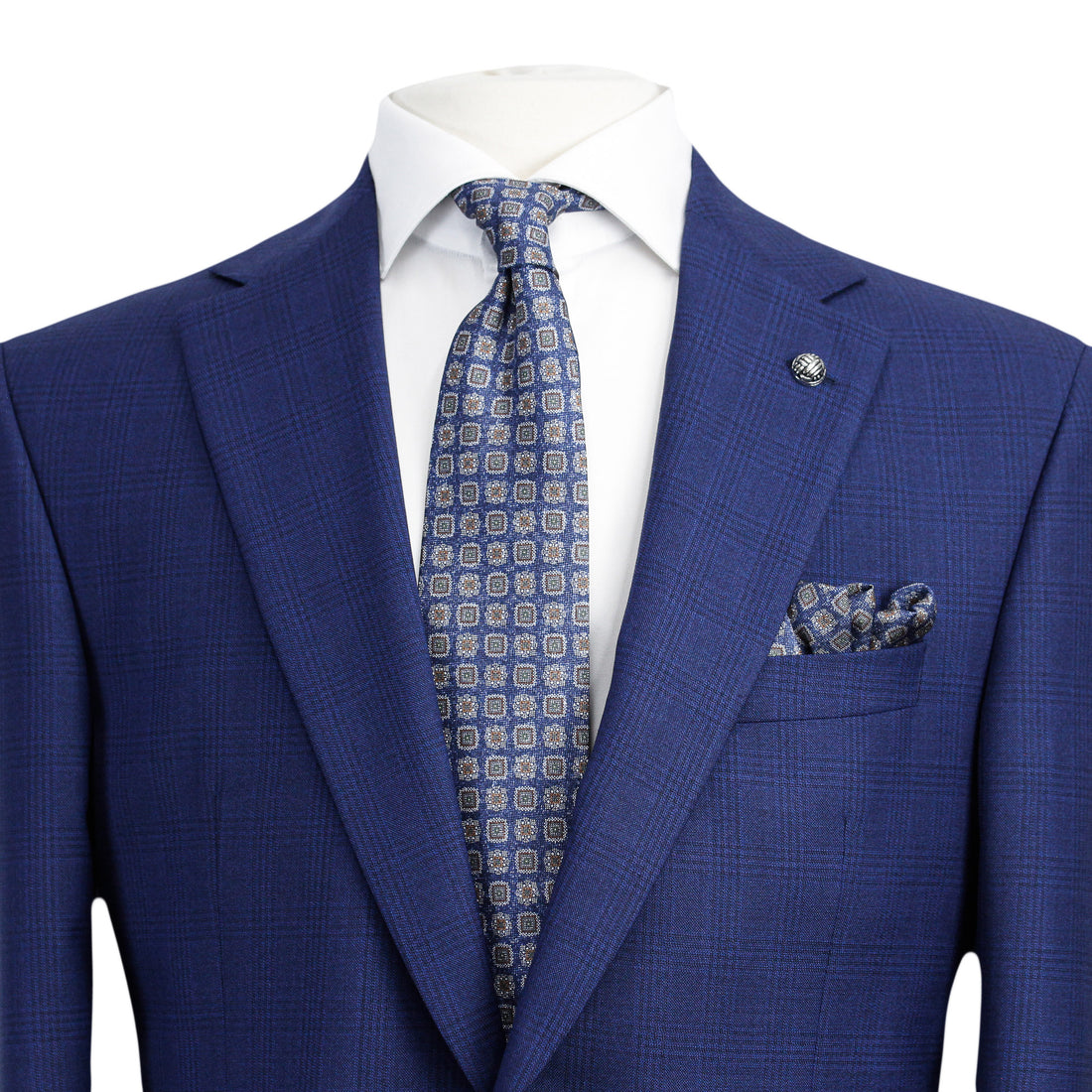 Blue Tonal Glen Check Esprit Modern Fit Drago Wool Suit - Jack Victor