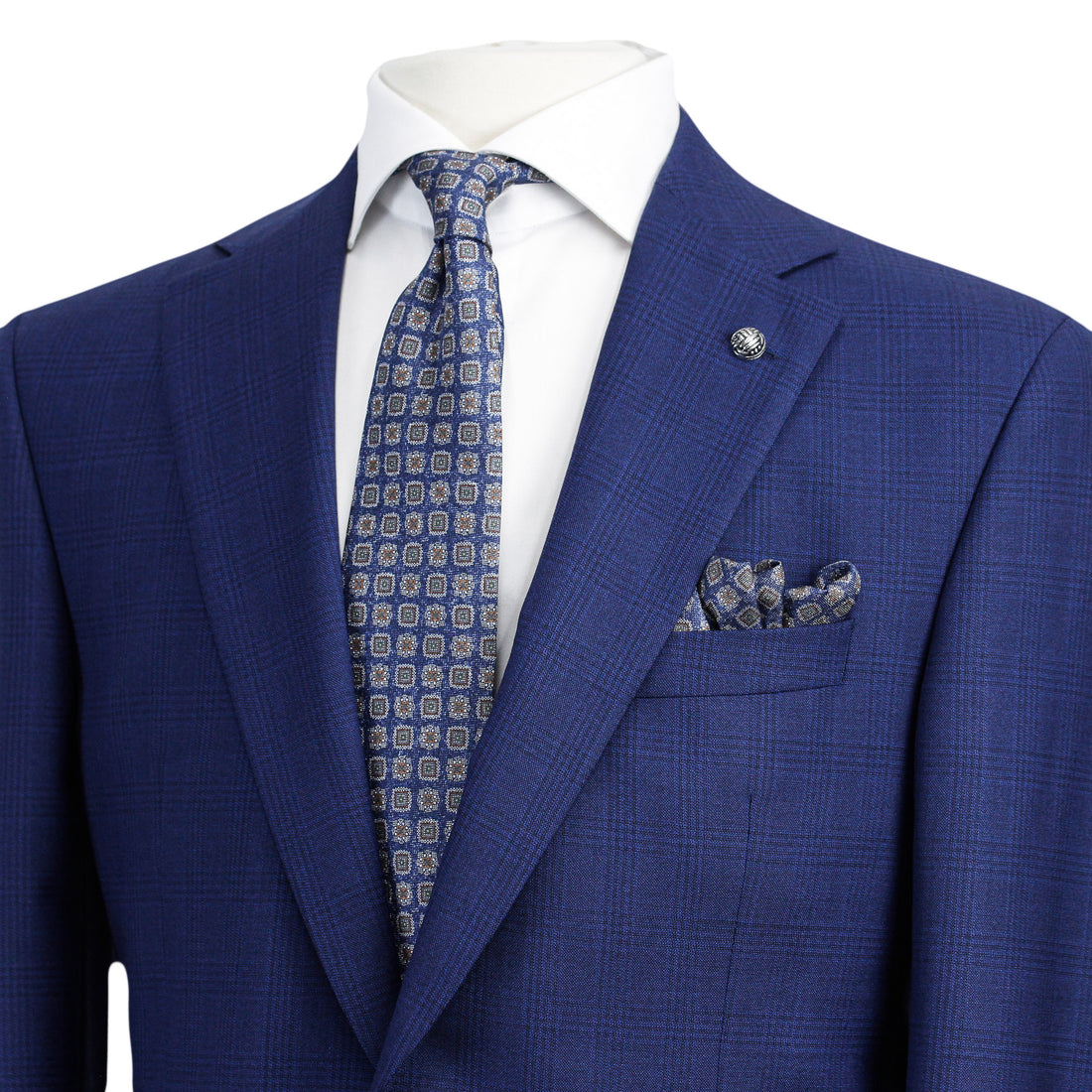 Blue Tonal Glen Check Esprit Modern Fit Drago Wool Suit - Jack Victor