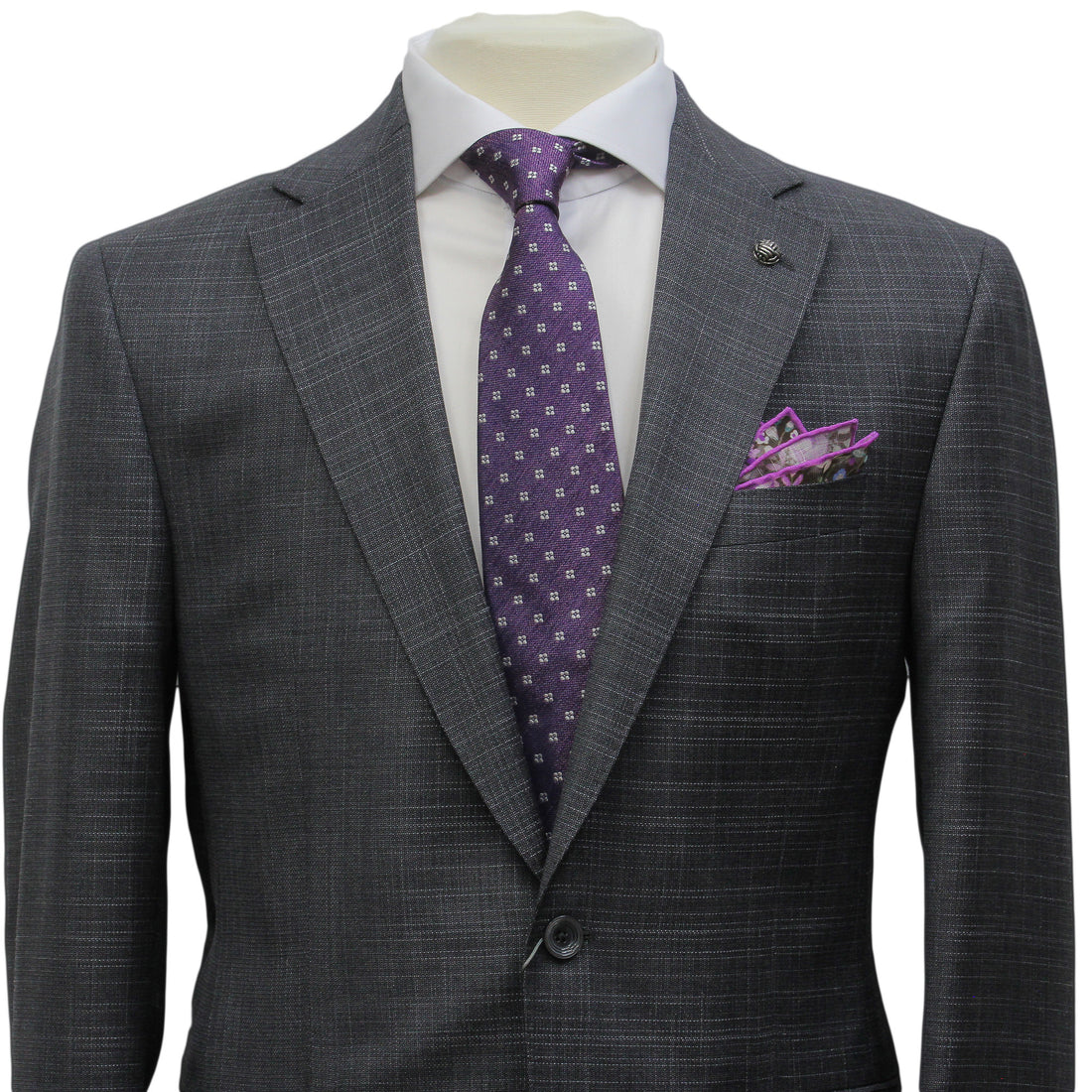 Dark Gray Neat Esprit Modern Fit Super 110s Wool Suit - Jack Victor