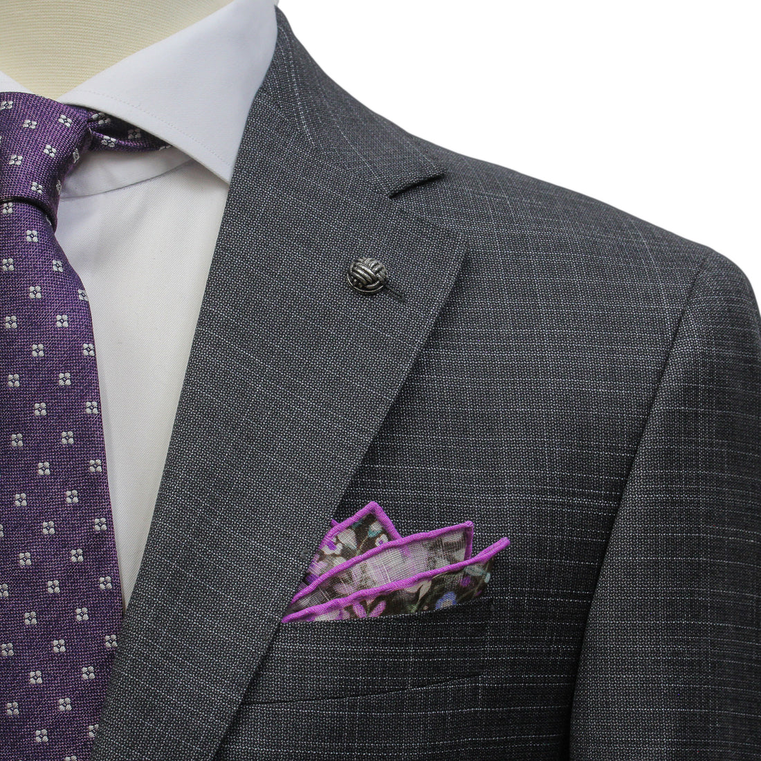 Dark Gray Neat Esprit Modern Fit Super 110s Wool Suit - Jack Victor
