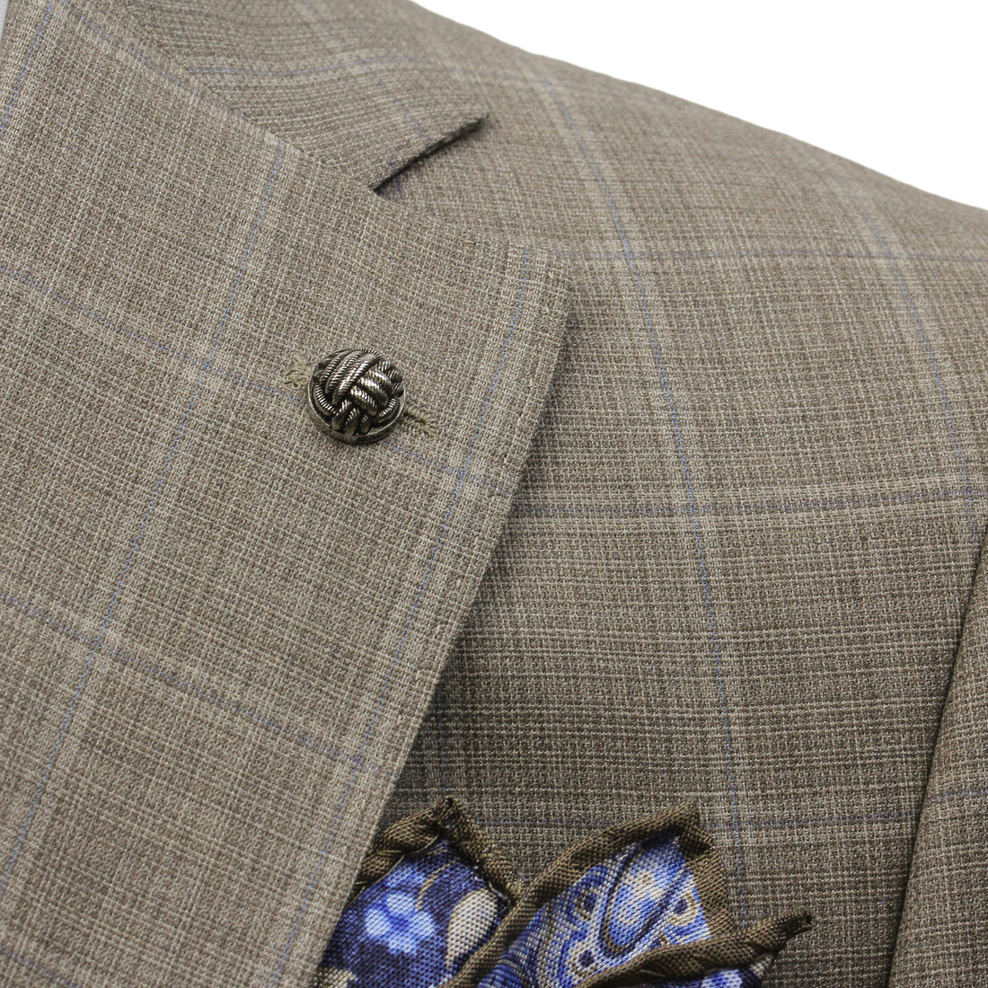 Taupe Windowpane Check Esprit Modern Fit Super 130s Wool Suit - Jack Victor
