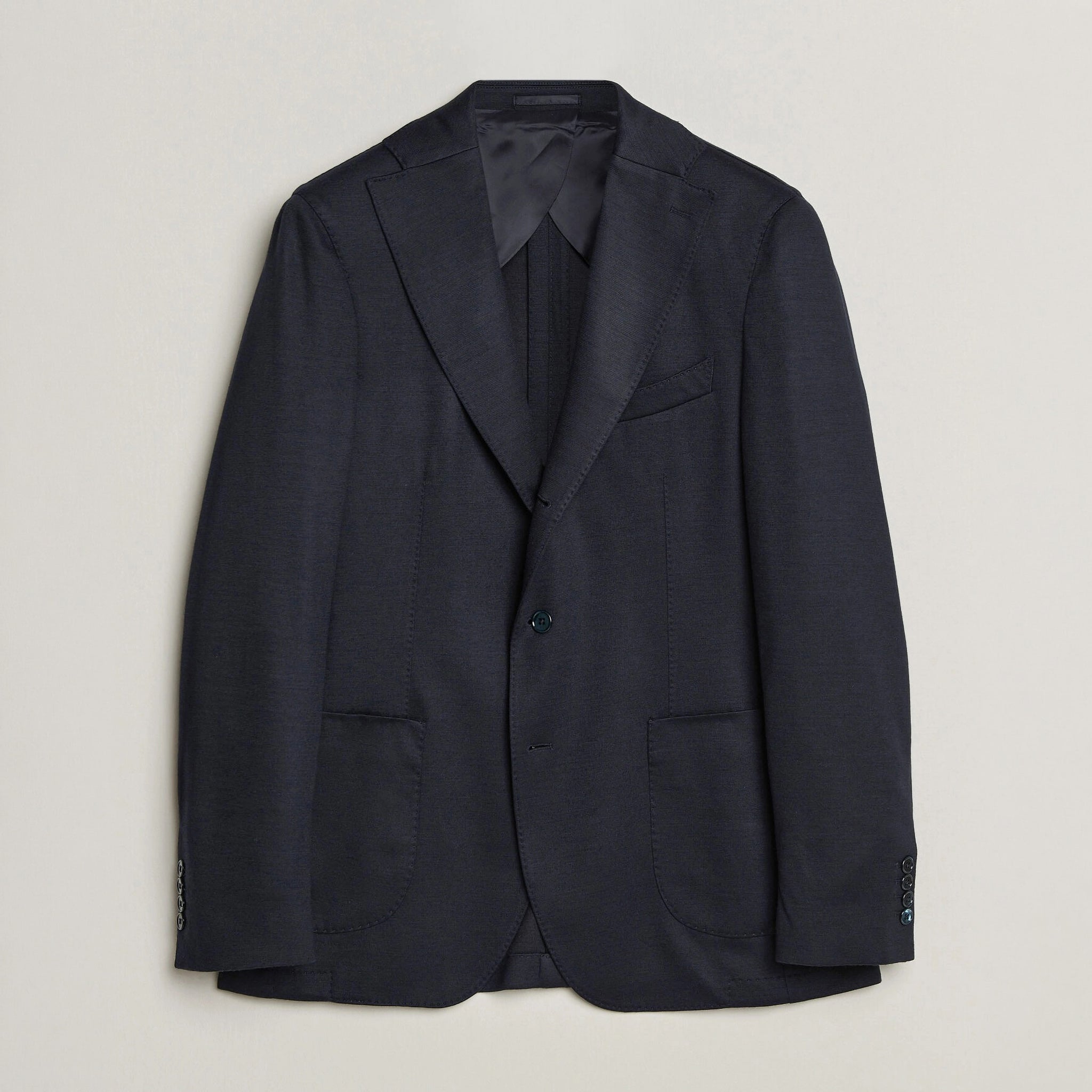 Navy Blue Solid Wool Jersey Soft Unconstructed Sport Jacket - Stenströms - Boutique Jacques International