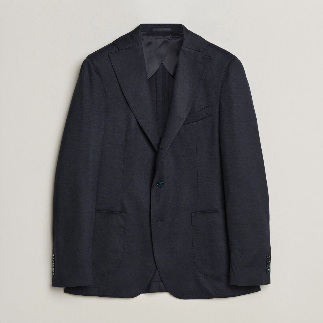 Navy Blue Solid Wool Jersey Soft Unconstructed Sport Jacket - Stenströms - Boutique Jacques International