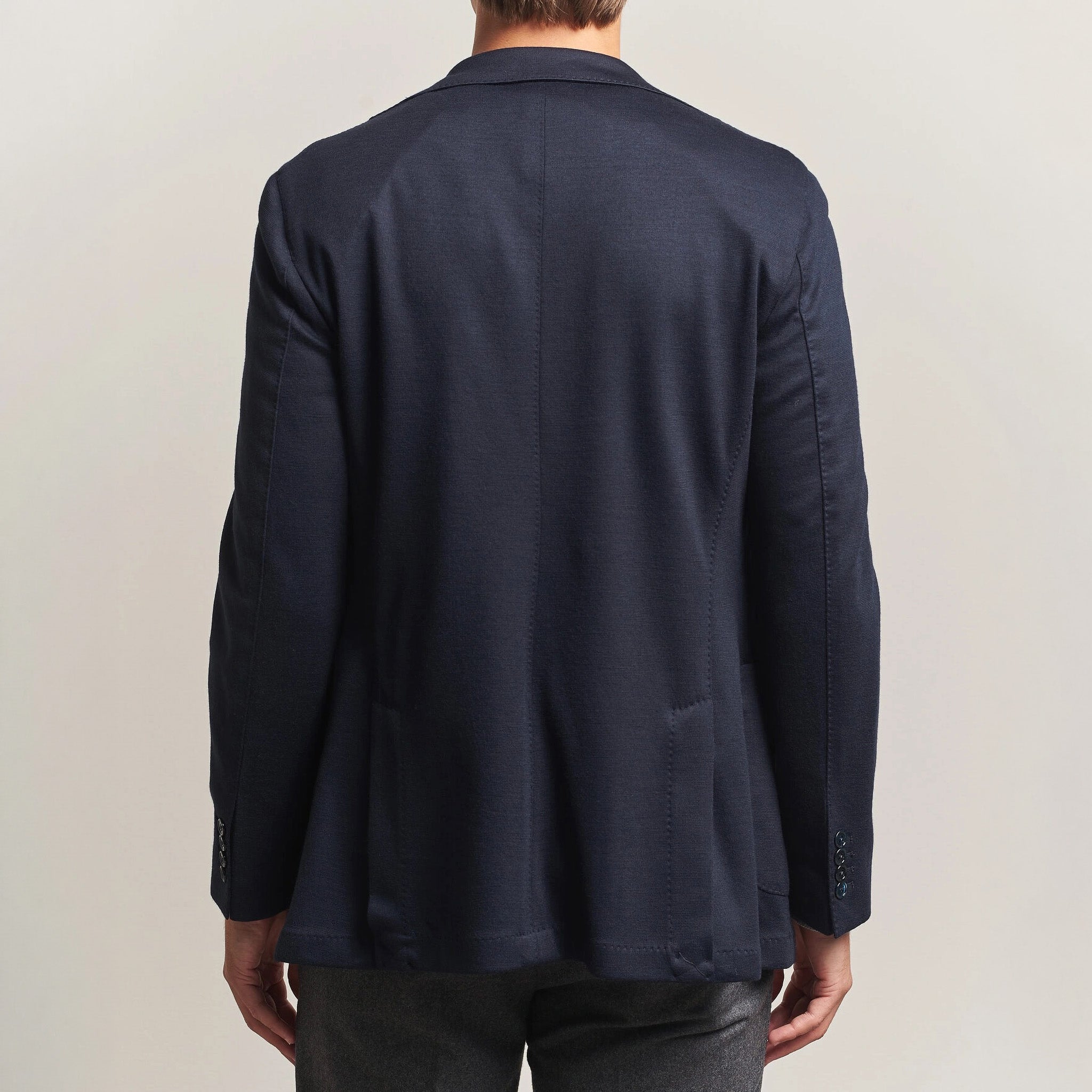 Navy Blue Solid Wool Jersey Soft Unconstructed Sport Jacket - Stenströms - Boutique Jacques International