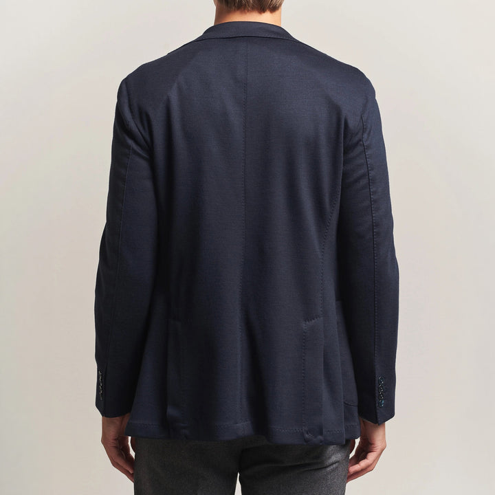 Navy Blue Solid Wool Jersey Soft Unconstructed Sport Jacket - Stenströms - Boutique Jacques International