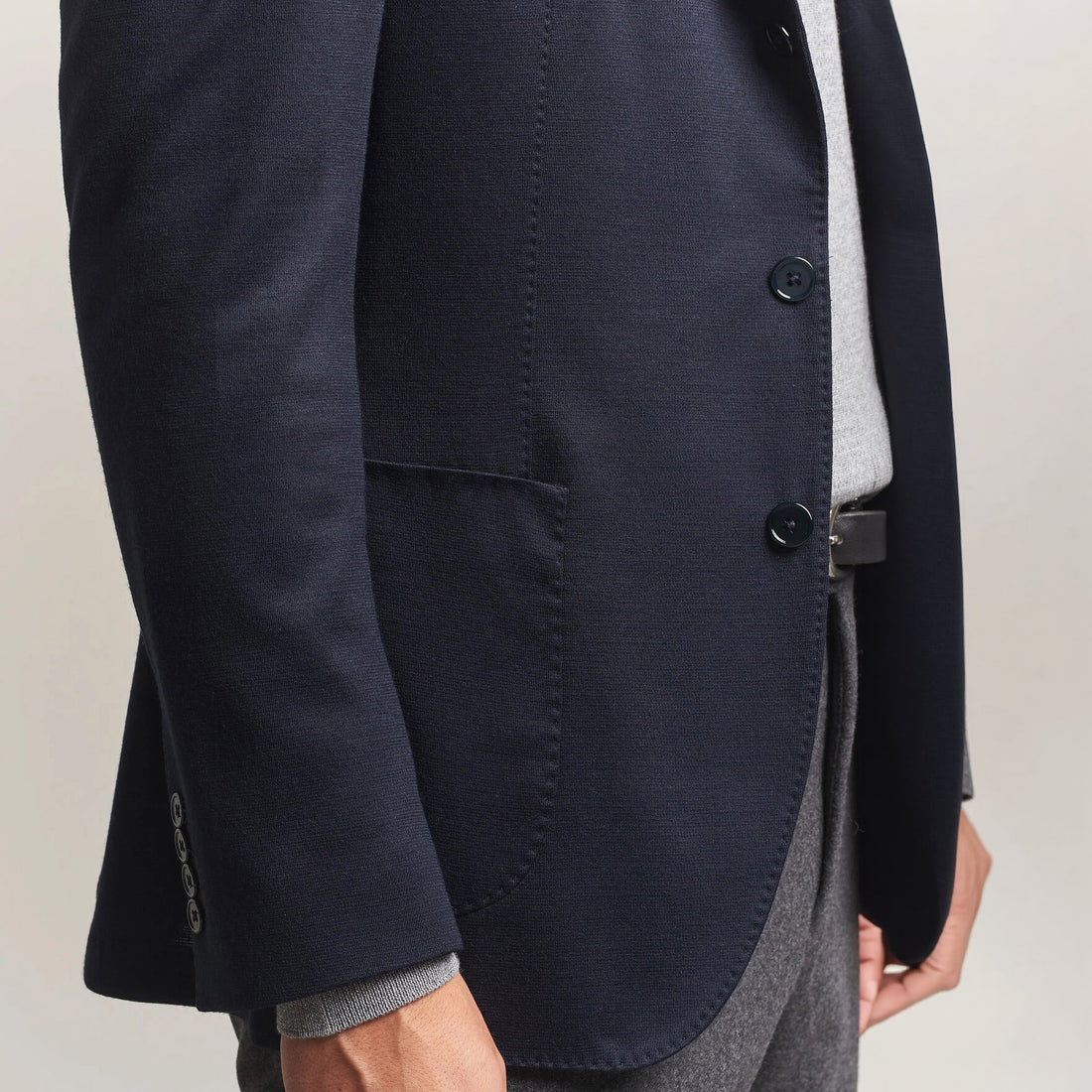 Navy Blue Solid Wool Jersey Soft Unconstructed Sport Jacket - Stenströms - Boutique Jacques International