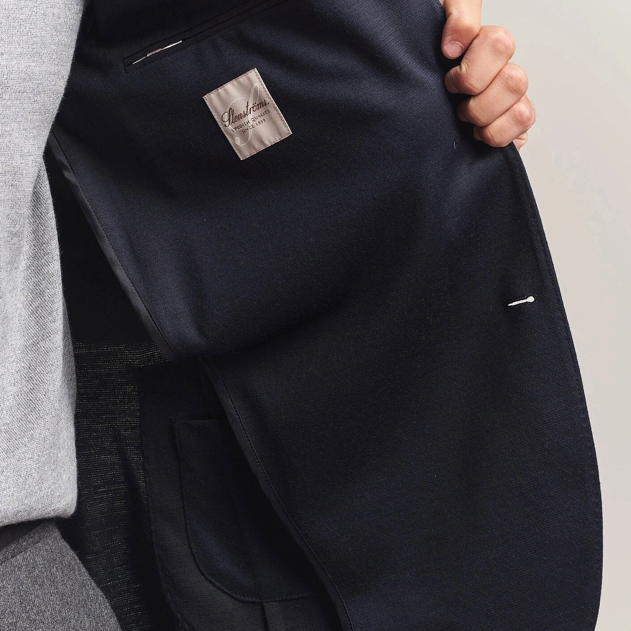 Navy Blue Solid Wool Jersey Soft Unconstructed Sport Jacket - Stenströms - Boutique Jacques International