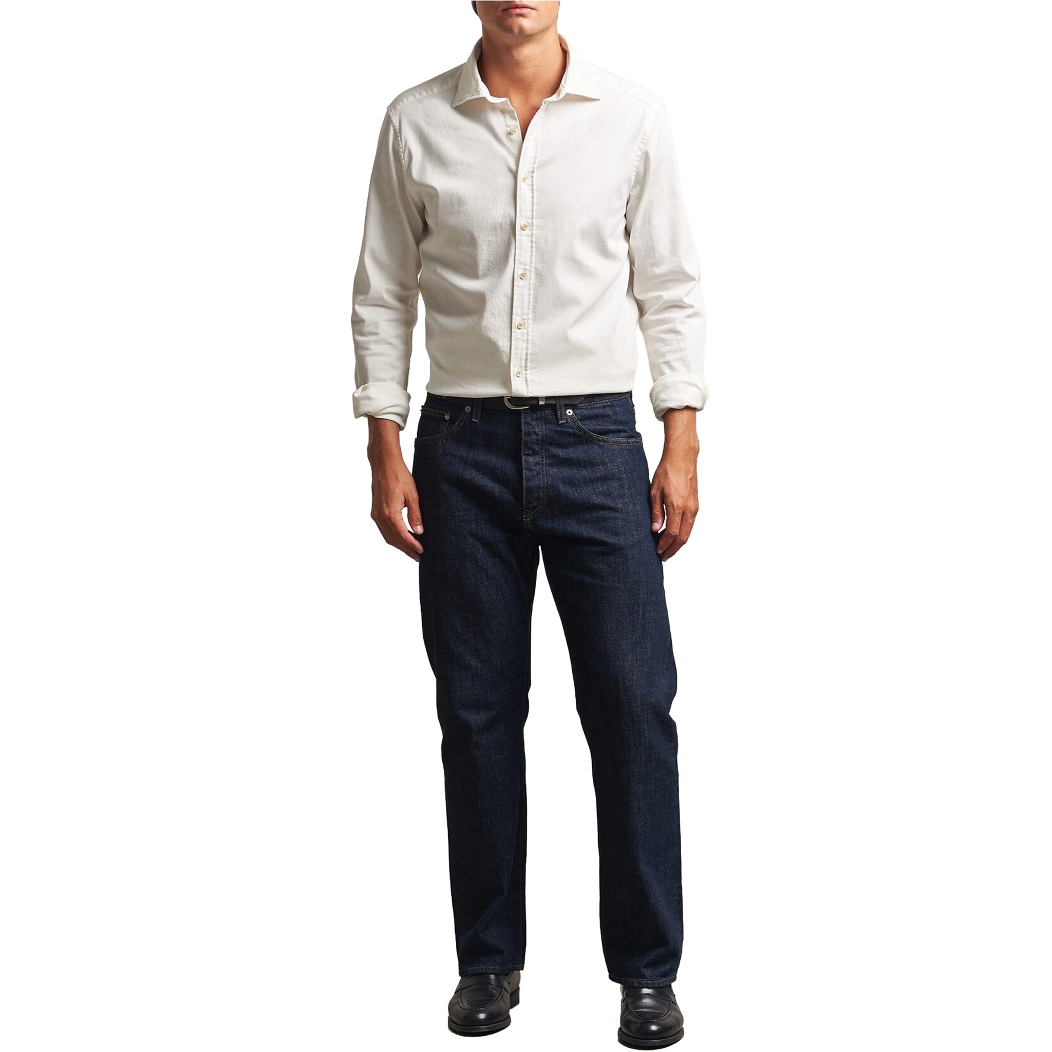 Off-White Denim Cotton-Stretch Slimline Casual Shirt - Stenströms - Boutique Jacques International