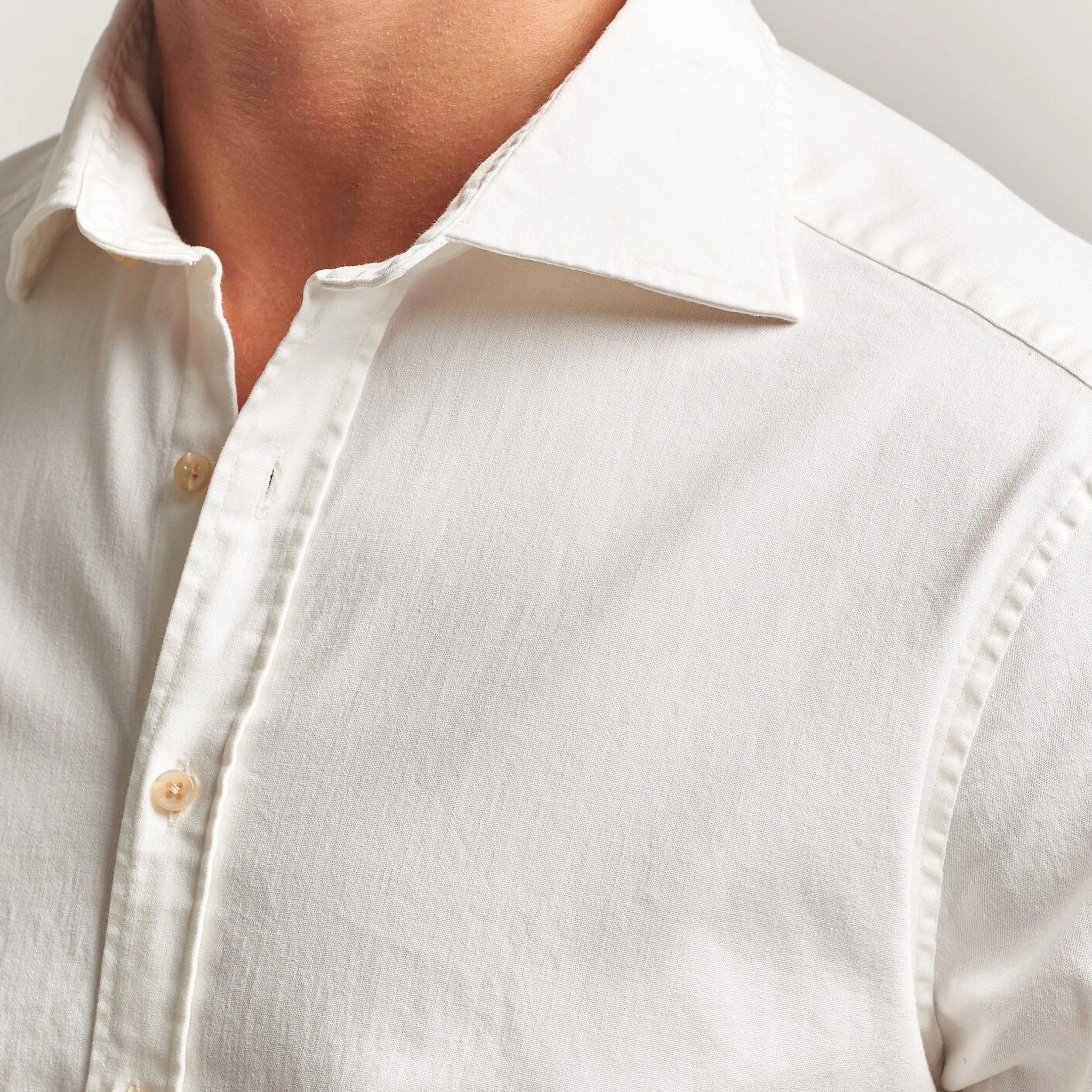 Off-White Denim Cotton-Stretch Slimline Casual Shirt - Stenströms - Boutique Jacques International