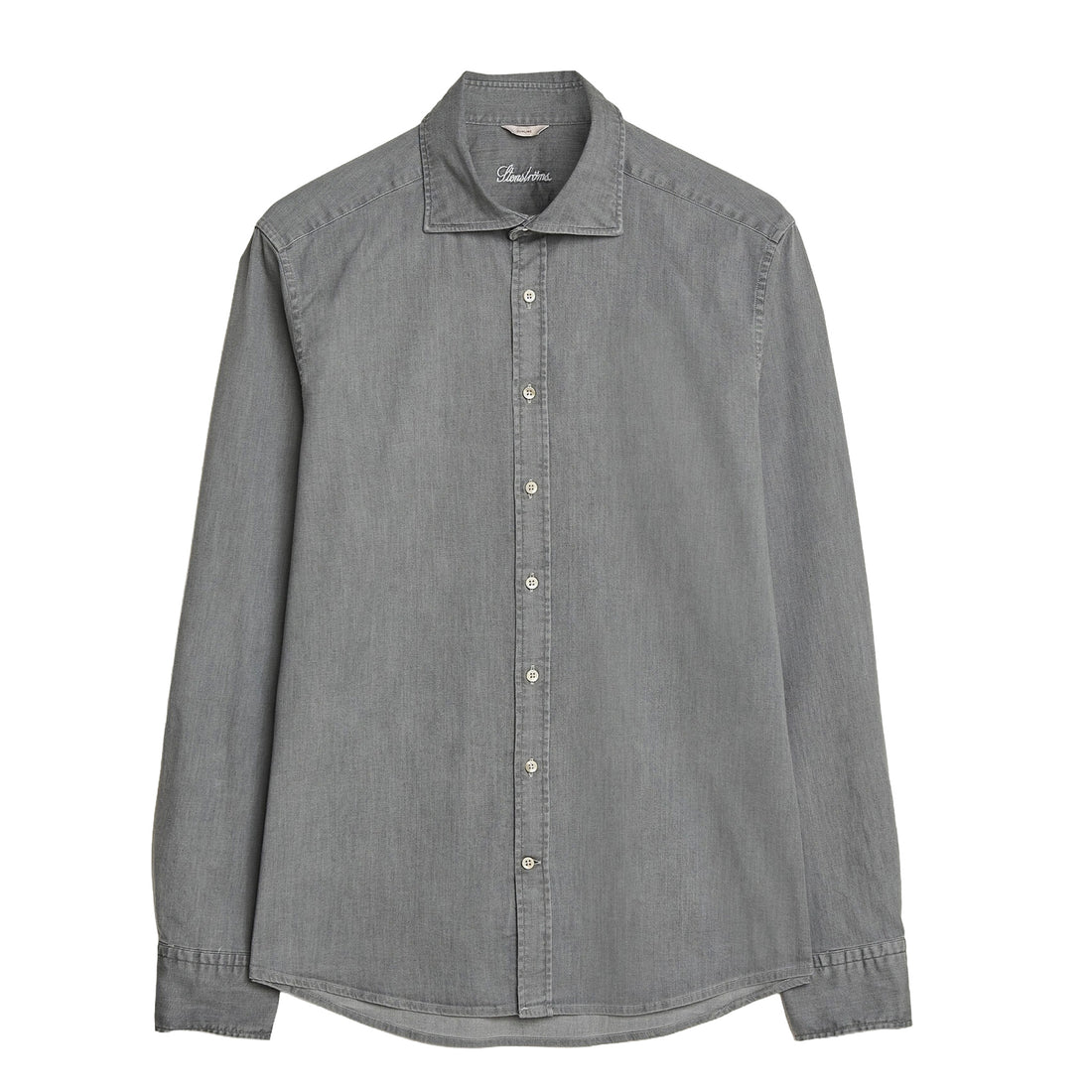 Gray Denim Cotton-Stretch Slimline Casual Shirt - Stenströms - Boutique Jacques International