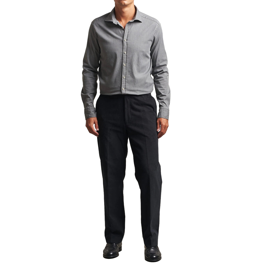 Gray Denim Cotton-Stretch Slimline Casual Shirt - Stenströms - Boutique Jacques International