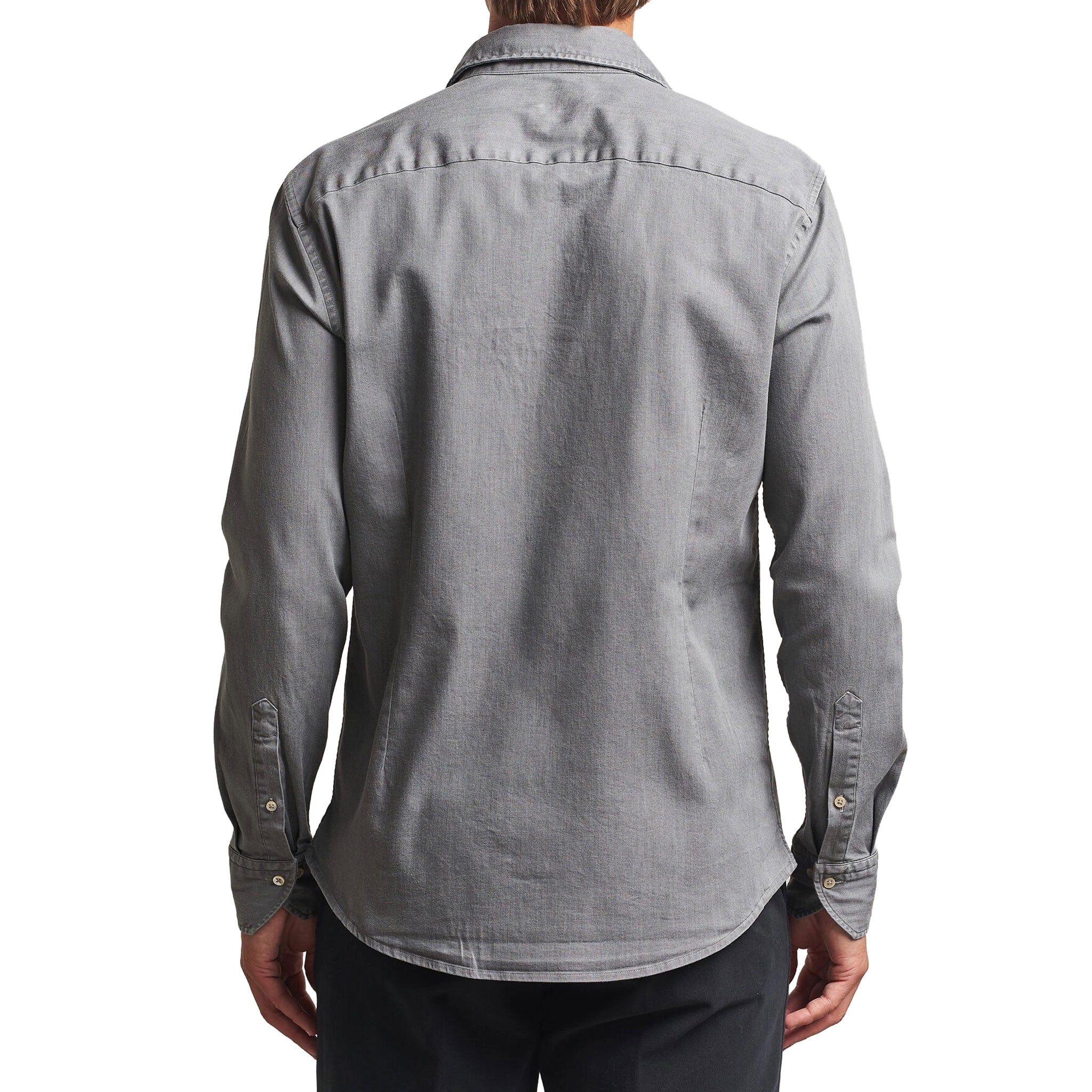 Gray Denim Cotton-Stretch Slimline Casual Shirt - Stenströms - Boutique Jacques International