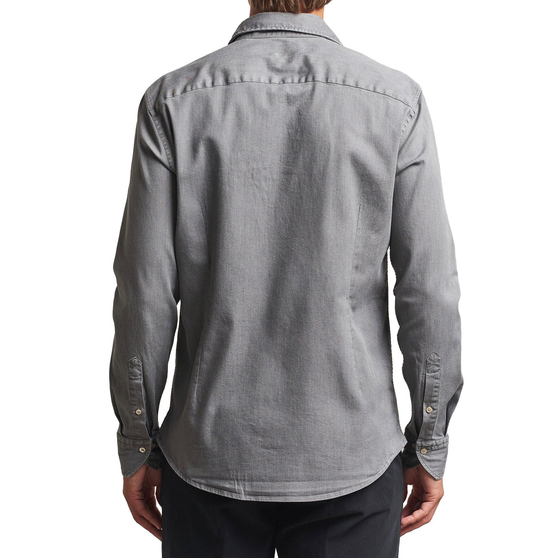 Gray Denim Cotton-Stretch Slimline Casual Shirt - Stenströms - Boutique Jacques International