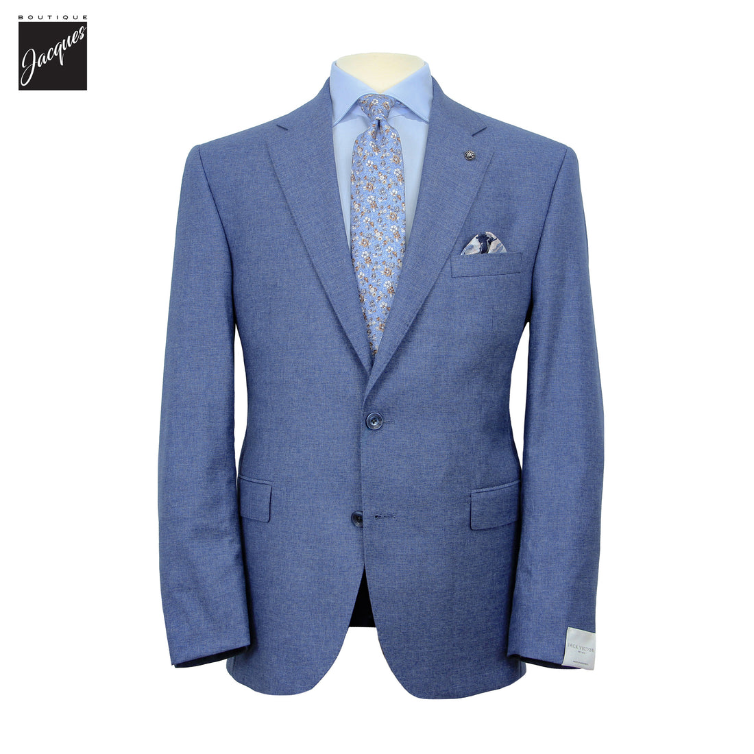 Light Blue Neat Wool/Cotton/Silk Stretch Esprit Modern Fit Suit - Jack Victor