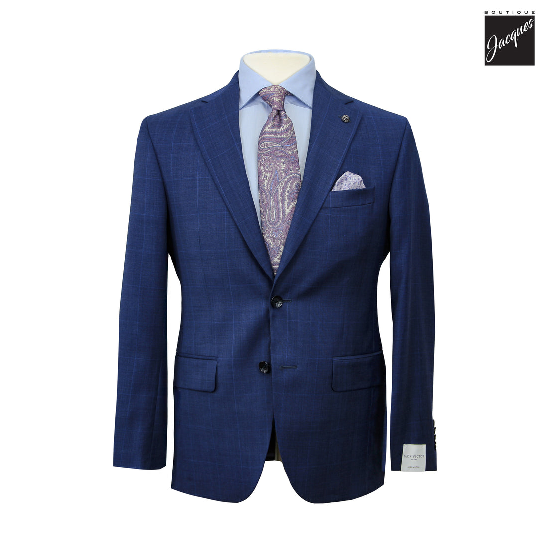 Blue Tonal Check Super 130's Wool Napoli Classic Fit Suit - Jack Victor
