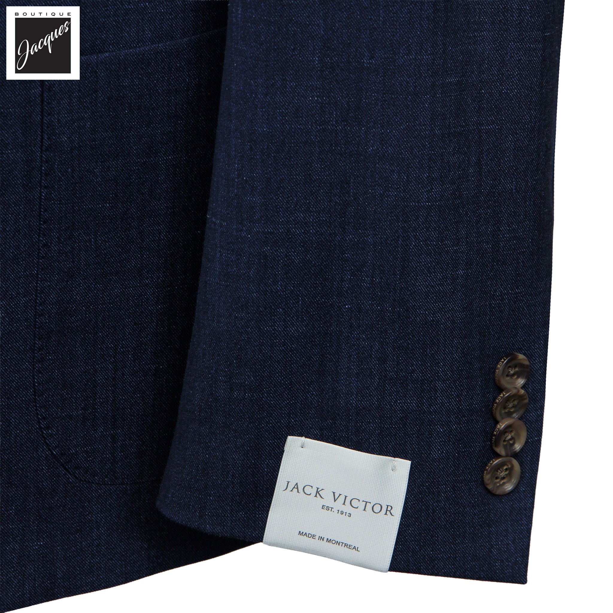 Dark Blue Wool/Silk/Linen Stretch Marco Contemporary Fit Suit - Jack Victor
