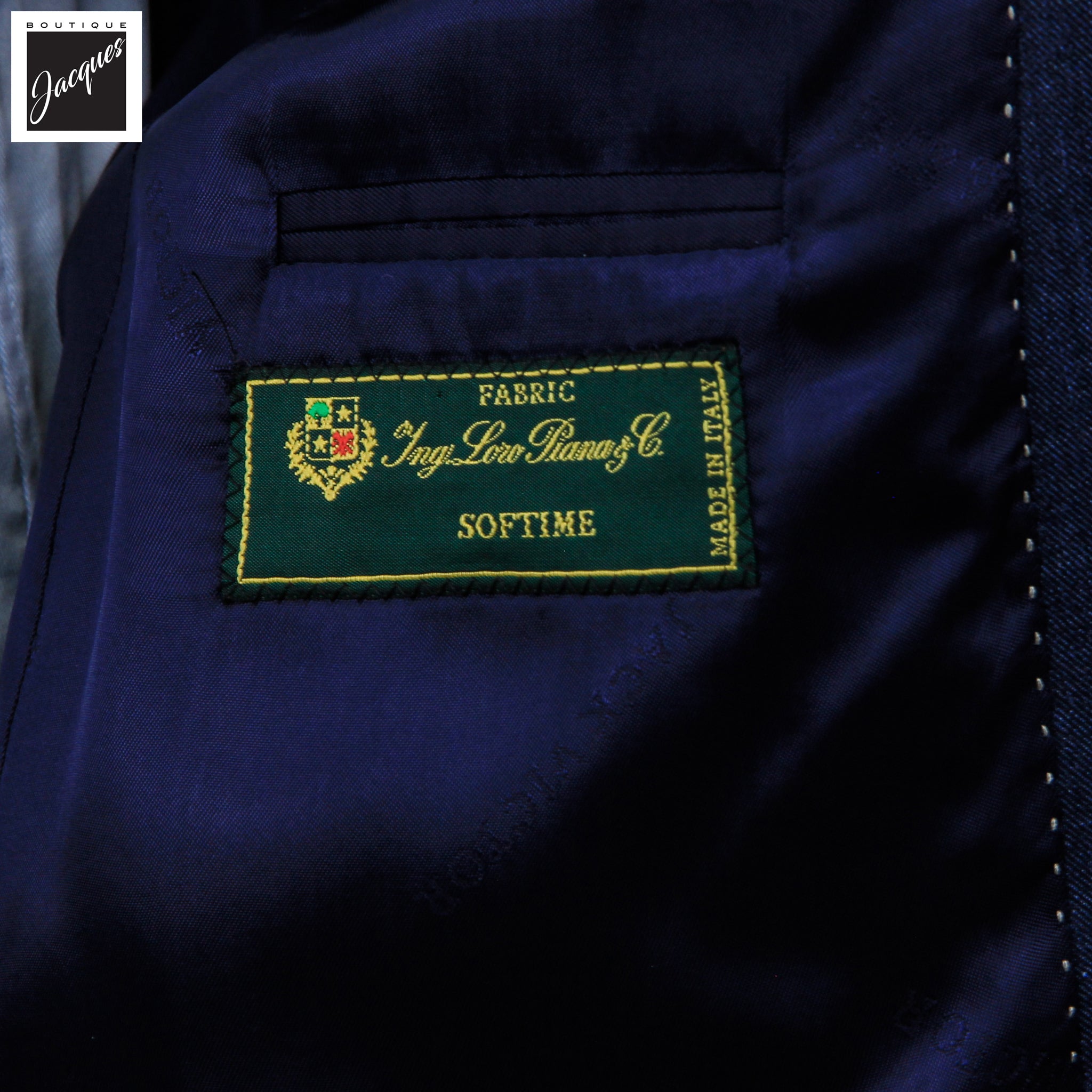Dark Blue Wool/Silk/Linen Stretch Marco Contemporary Fit Suit - Jack Victor