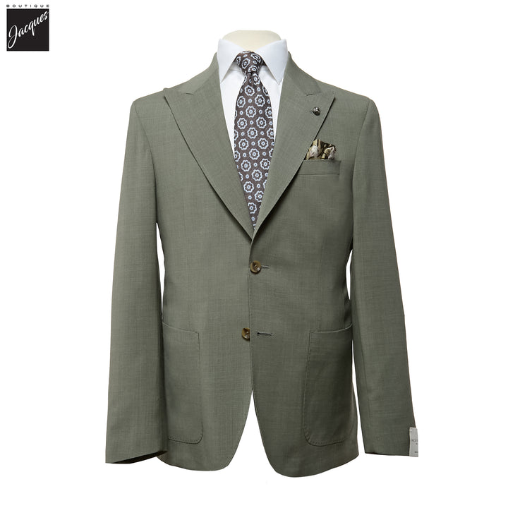 Sage Green Solid Wool-Stretch Marco Contemporary Fit Suit - Jack Victor - Boutique Jacques International