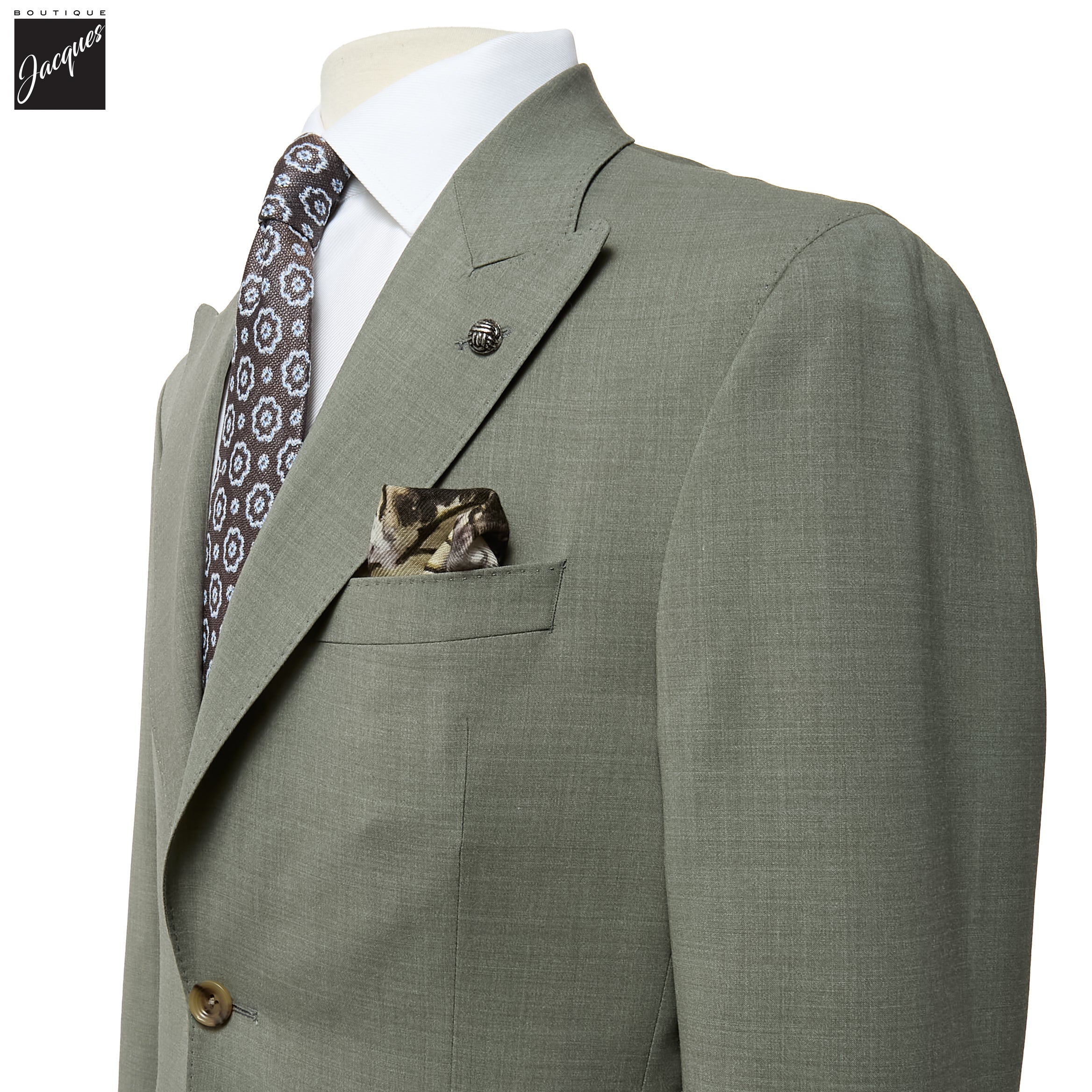 Sage Green Solid Wool-Stretch Marco Contemporary Fit Suit - Jack Victor - Boutique Jacques International