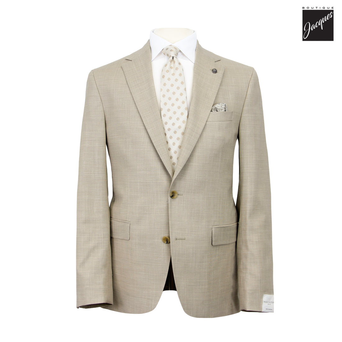 Beige Wool/Silk/Linen Stretch Esprit Modern Fit Suit - Jack Victor