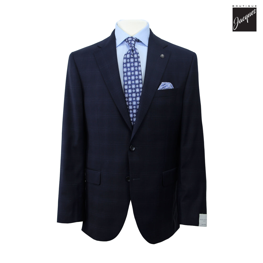 Navy Tonal Check Super 110's Wool Napoli Classic Fit Suit - Jack Victor