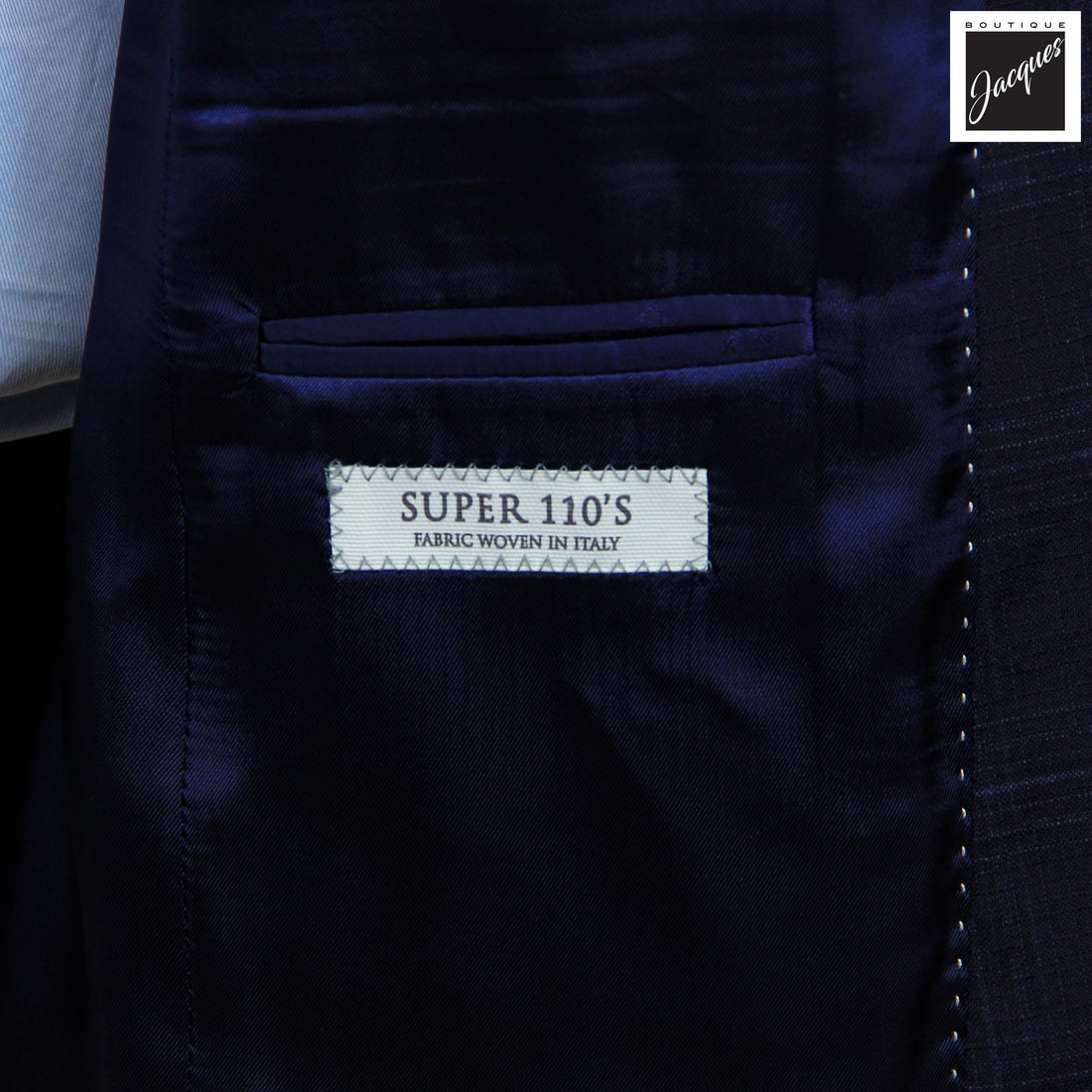 Navy Tonal Check Super 110's Wool Napoli Classic Fit Suit - Jack Victor