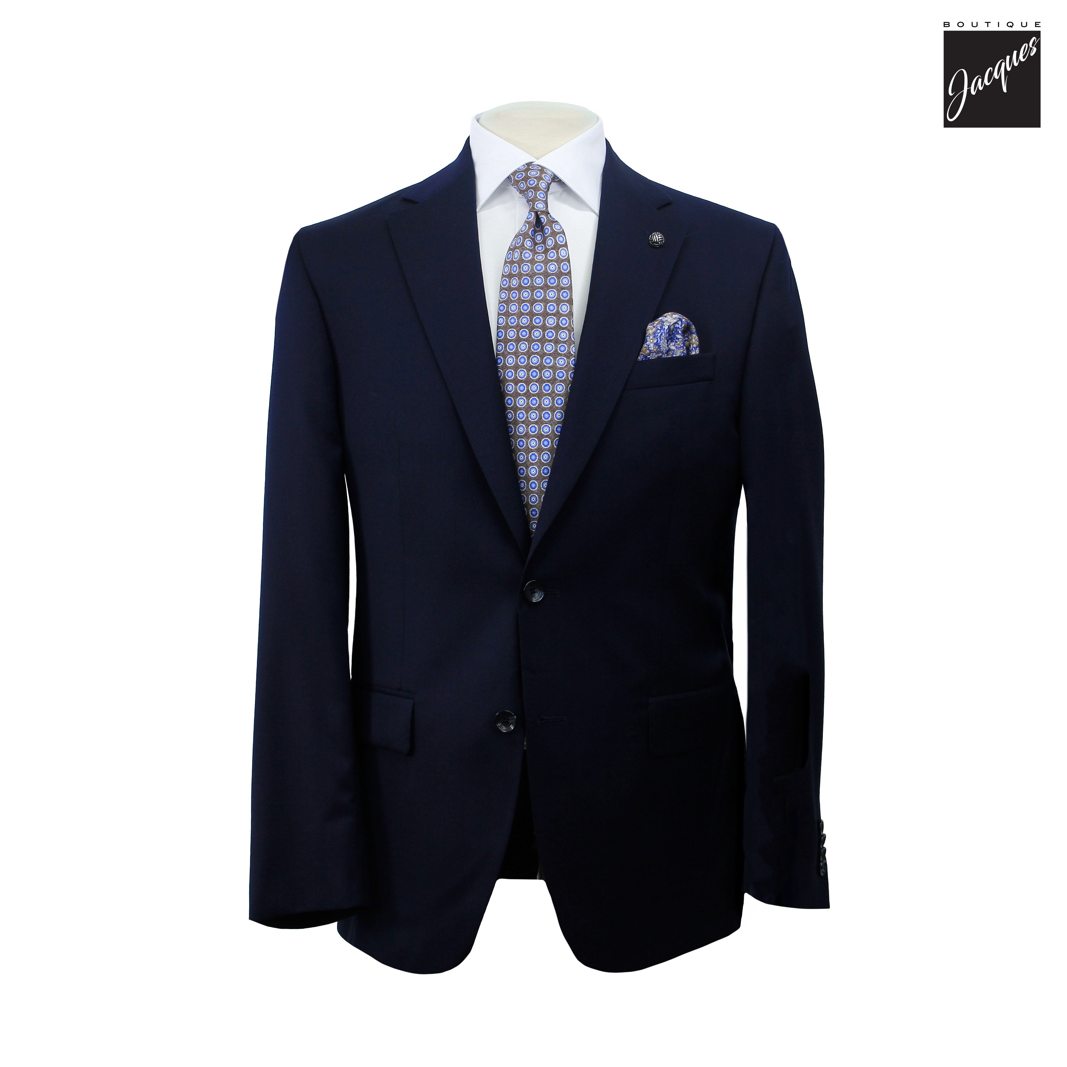 Navy Solid Textured Super 110's Wool Napoli Classic Fit Suit - Jack Victor