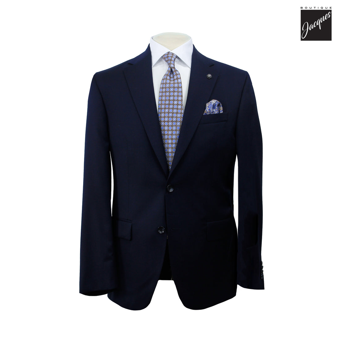Navy Solid Textured Super 110's Wool Napoli Classic Fit Suit - Jack Victor
