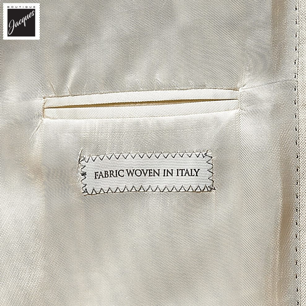 Ecru Neat Wool/Cotton/Silk Stretch Montana Contemporary Fit Suit - Jack Victor - Boutique Jacques International