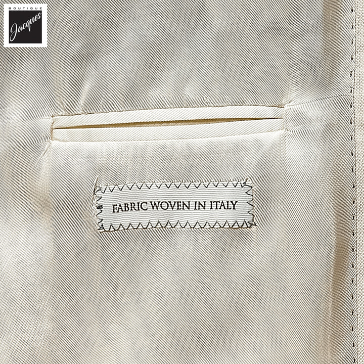 Ecru Neat Wool/Cotton/Silk Stretch Montana Contemporary Fit Suit - Jack Victor - Boutique Jacques International