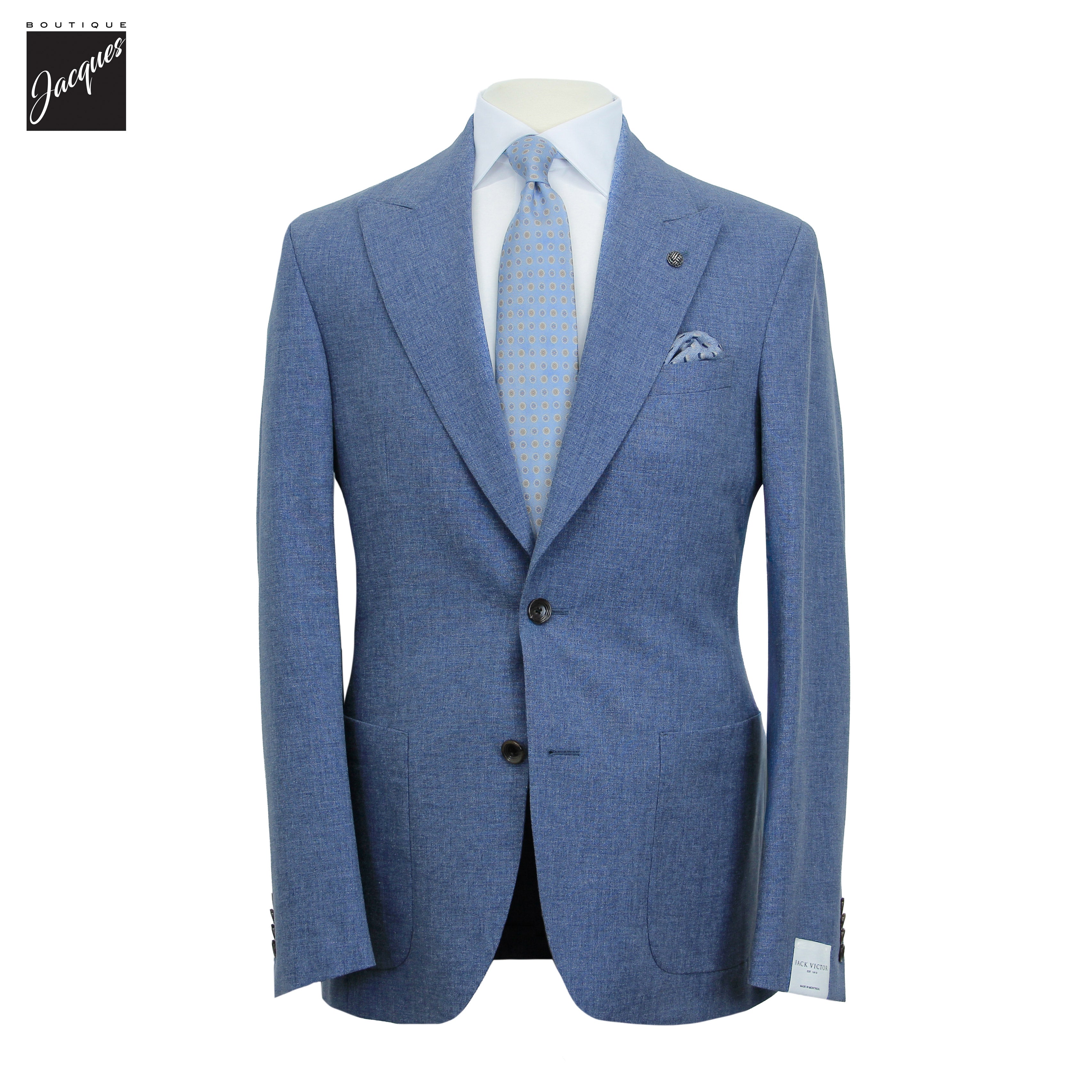 Light Blue Neat Wool/Silk/Linen Marco Contemporary Fit Suit - Jack Victor