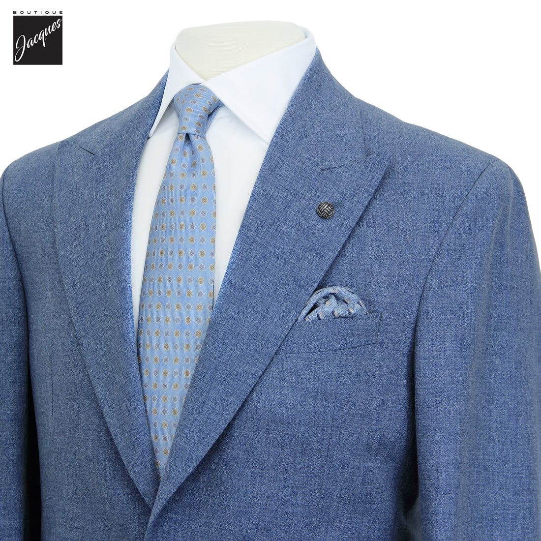 Light Blue Neat Wool/Silk/Linen Marco Contemporary Fit Suit - Jack Victor