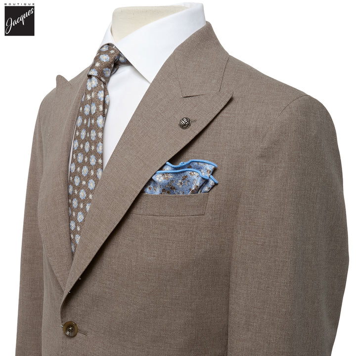 Taupe Wool/Cotton/Silk Peak Lapel Ivan Contemporary Fit Suit - Jack Victor - Boutique Jacques International