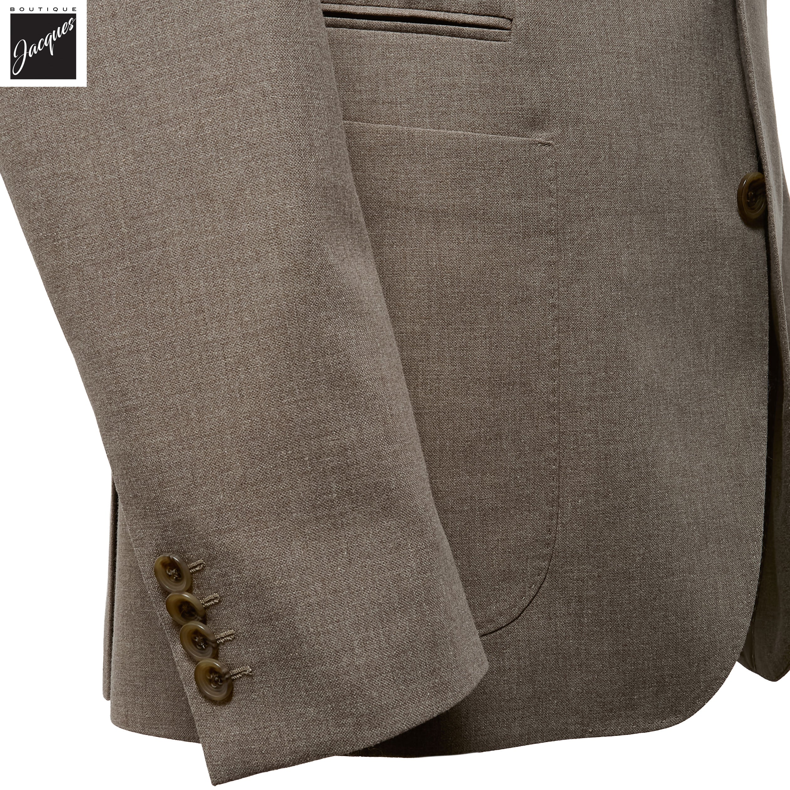 Taupe Wool/Cotton/Silk Peak Lapel Ivan Contemporary Fit Suit - Jack Victor - Boutique Jacques International