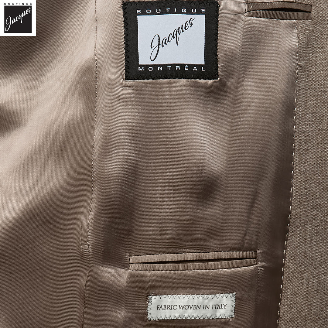 Taupe Wool/Cotton/Silk Peak Lapel Ivan Contemporary Fit Suit - Jack Victor - Boutique Jacques International