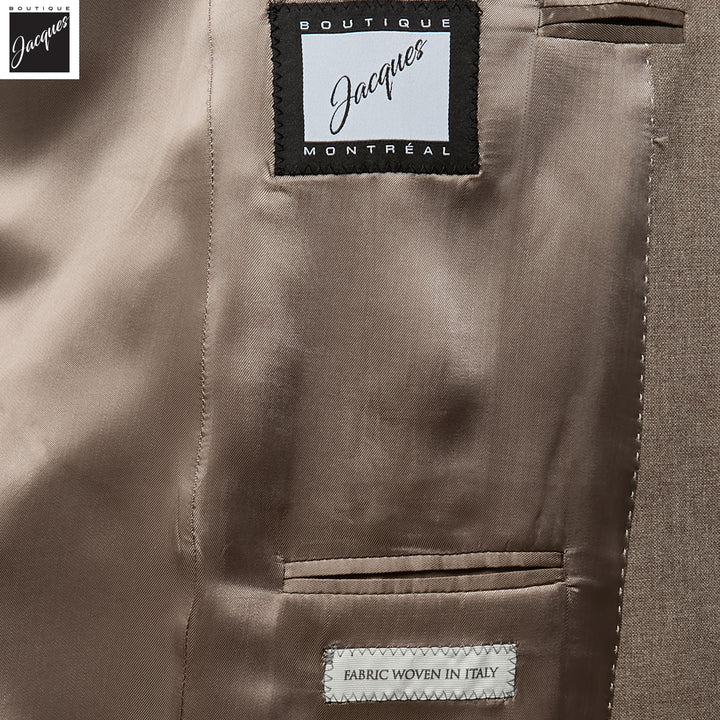 Taupe Wool/Cotton/Silk Peak Lapel Ivan Contemporary Fit Suit - Jack Victor - Boutique Jacques International