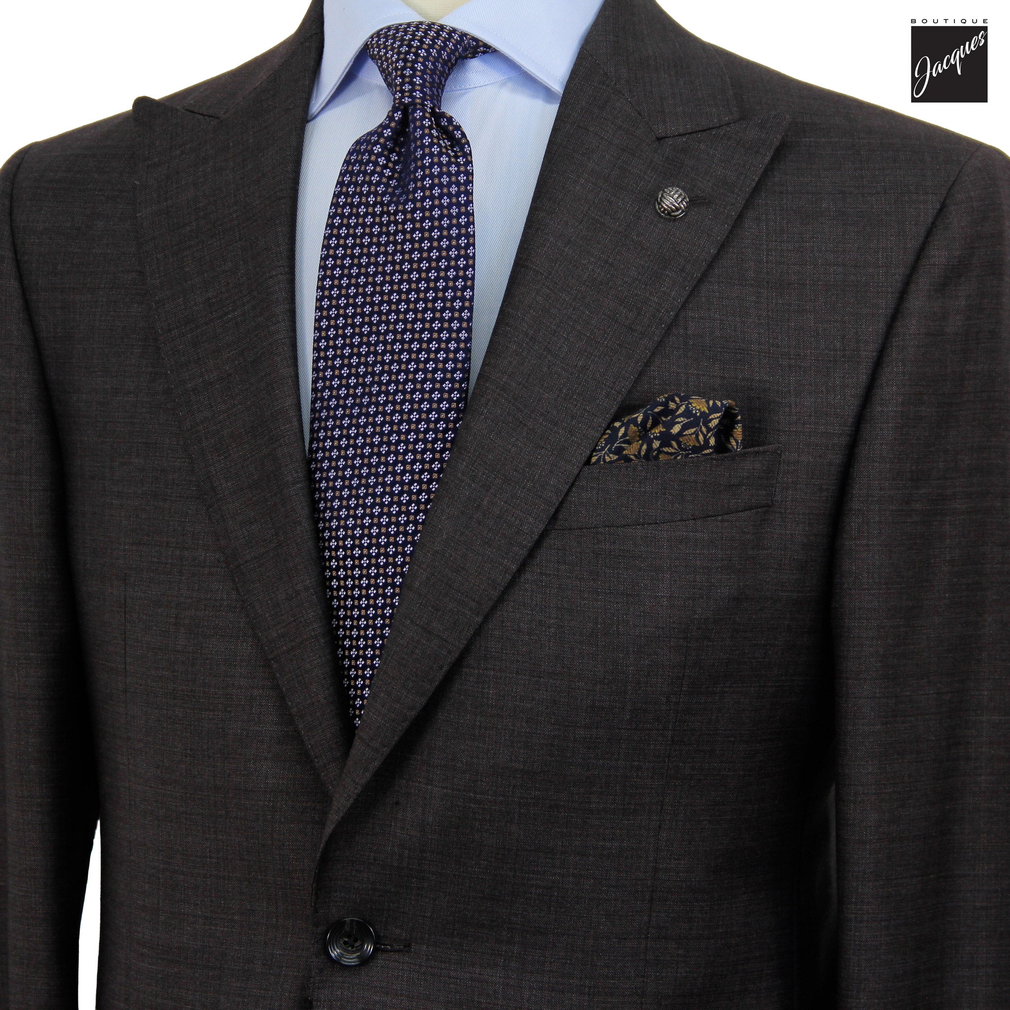 Dark Brown Neat Super 130's Wool Engel Modern Fit Suit - Jack Victor