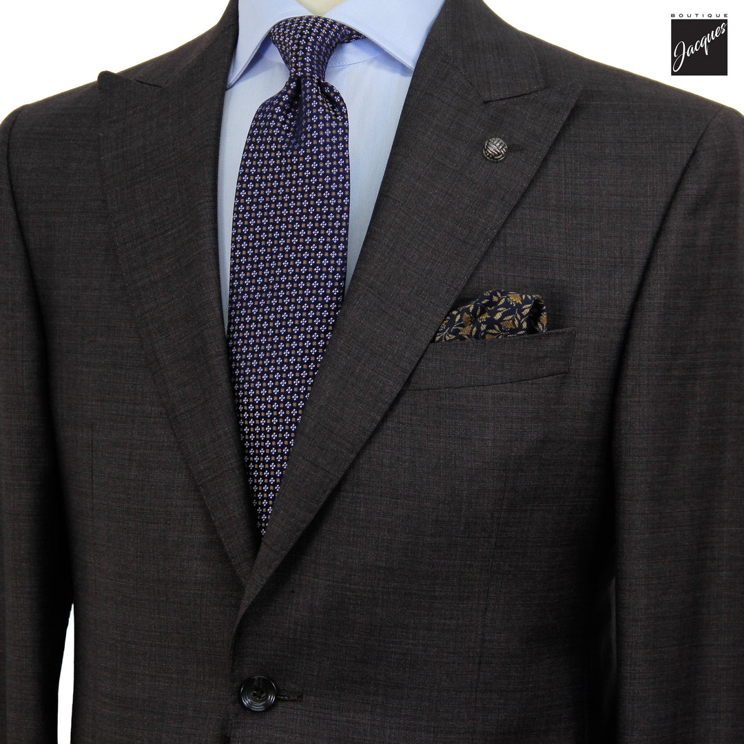 Dark Brown Neat Super 130's Wool Engel Modern Fit Suit - Jack Victor