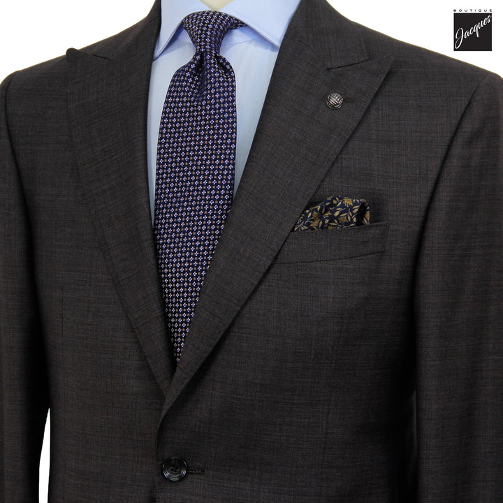 Dark Brown Neat Super 130's Wool Engel Modern Fit Suit - Jack Victor