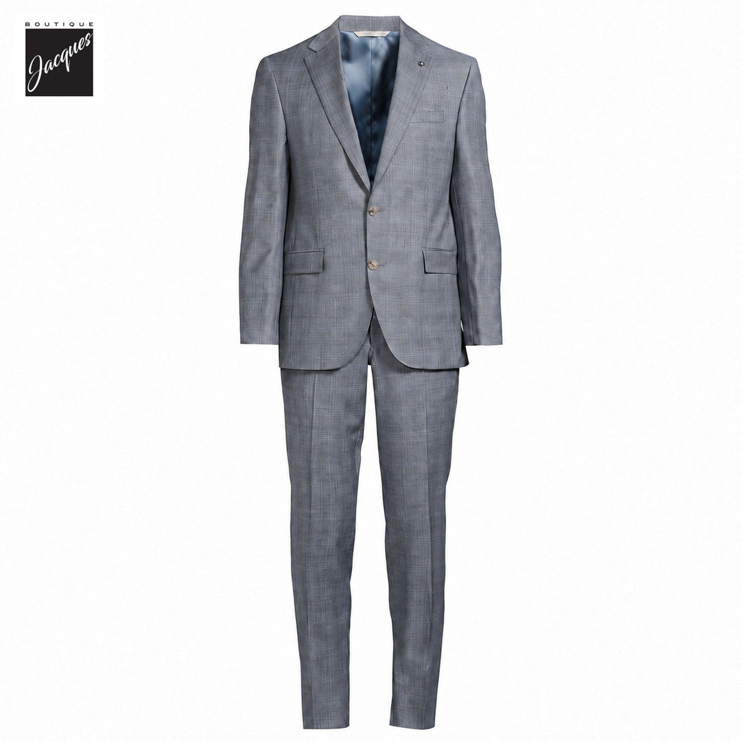 Gray & Blue Check Super 130's Wool Esprit Modern Fit Suit - Jack Victor