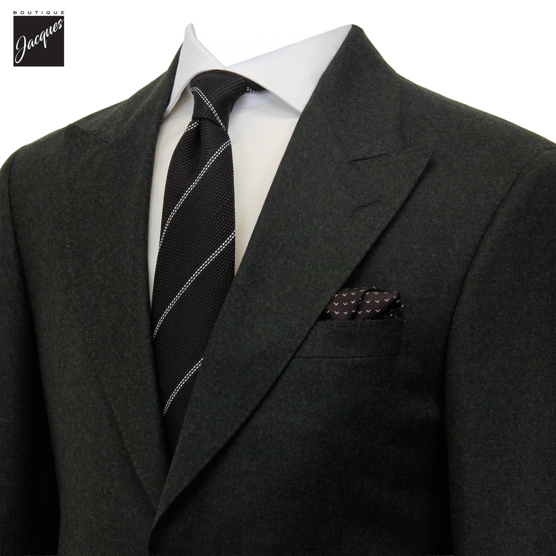 Costume Marco coupe contemporaine en flanelle de laine Super 120 vert foncé - Jack Victor