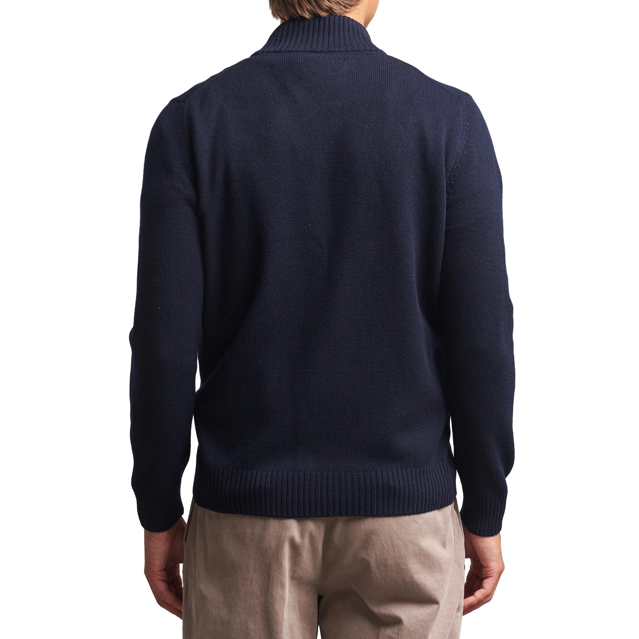 Navy Blue Wool/Cashmere/Viscose Full Zip Sweater - GRAN SASSO - Boutique Jacques International