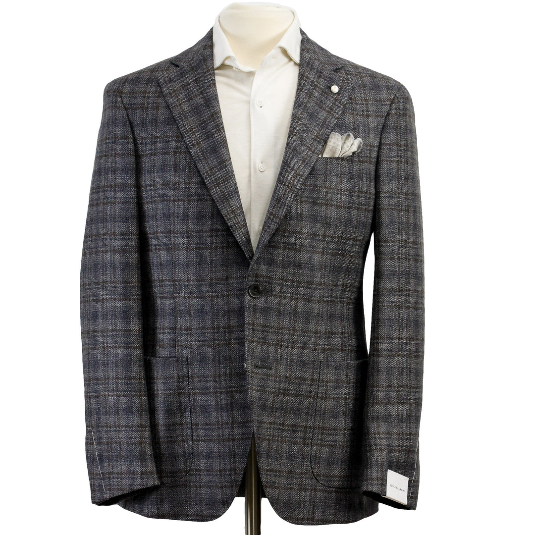 Gray Check Contemporary Fit Sport Jacket - Luigi Bianchi Mantova