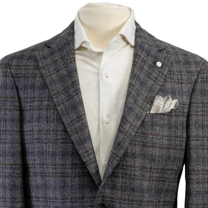 Gray Check Contemporary Fit Sport Jacket - Luigi Bianchi Mantova