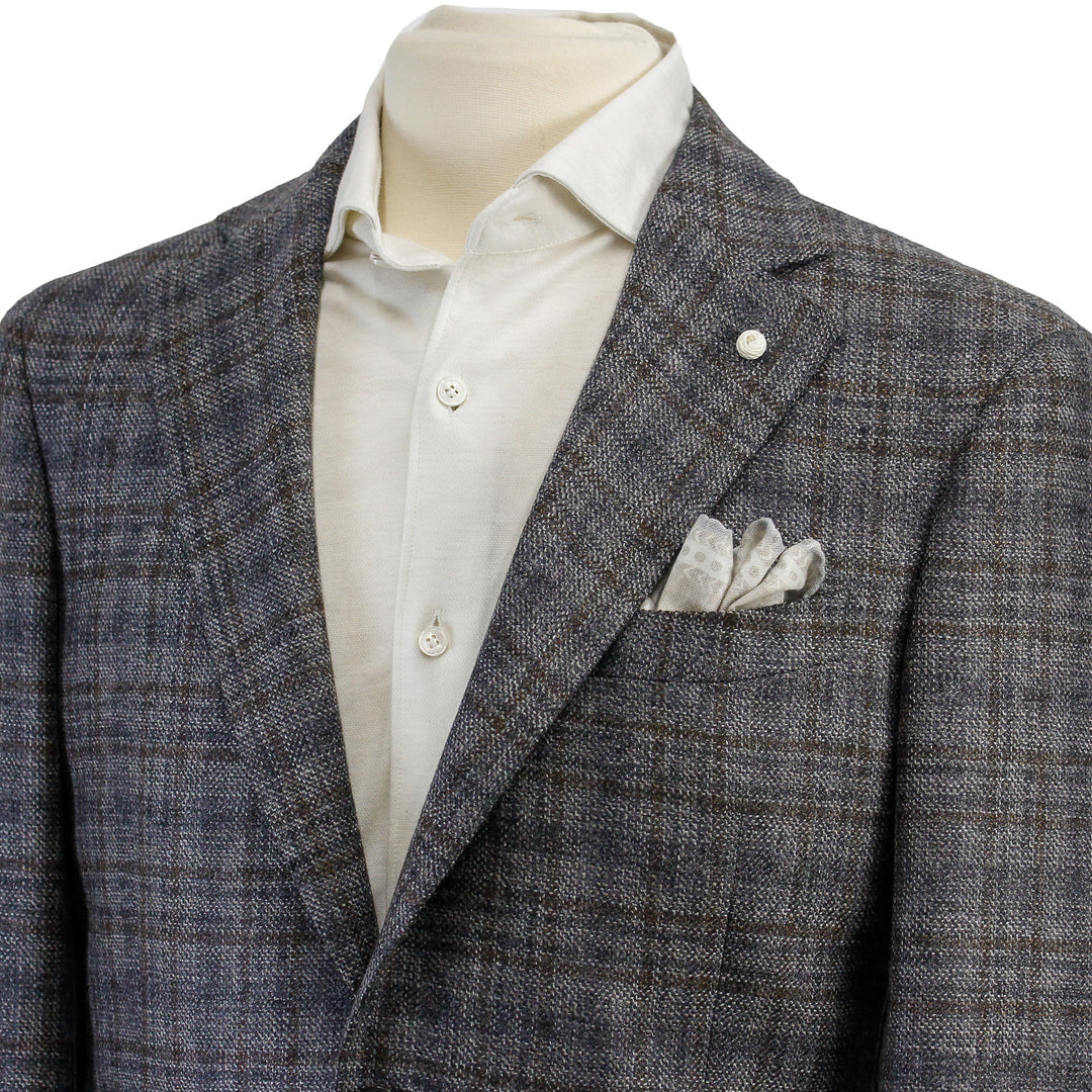 Gray Check Contemporary Fit Sport Jacket - Luigi Bianchi Mantova