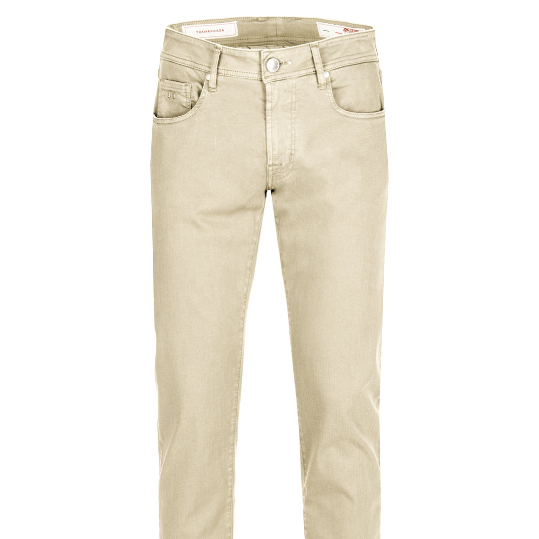 Champagne Soft Dye Michelangelo Super-Stretch Five Pocket Pants - TRAMAROSSA - Boutique Jacques International