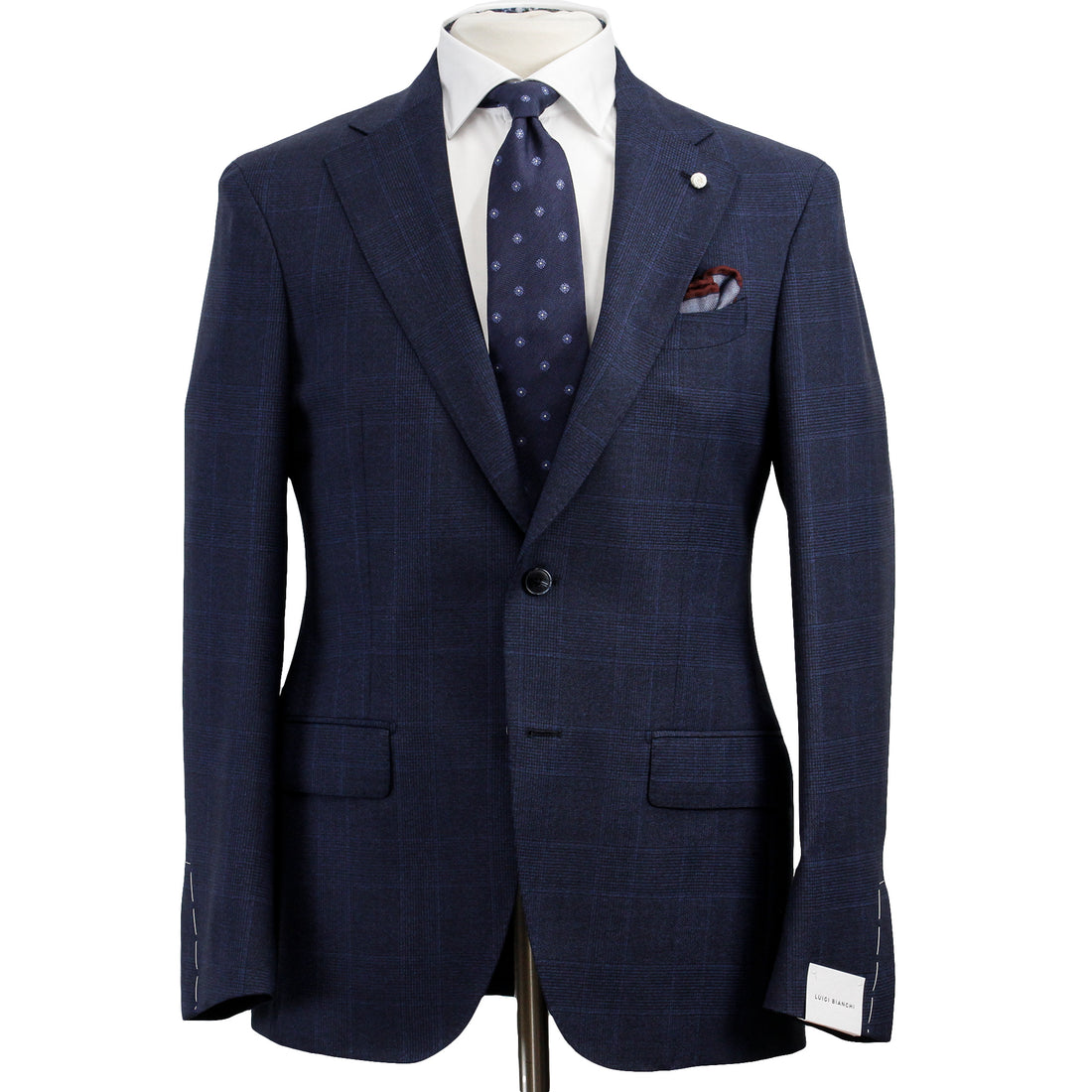 Navy Check Drago Wool Dream Fit Suit - Luigi Bianchi