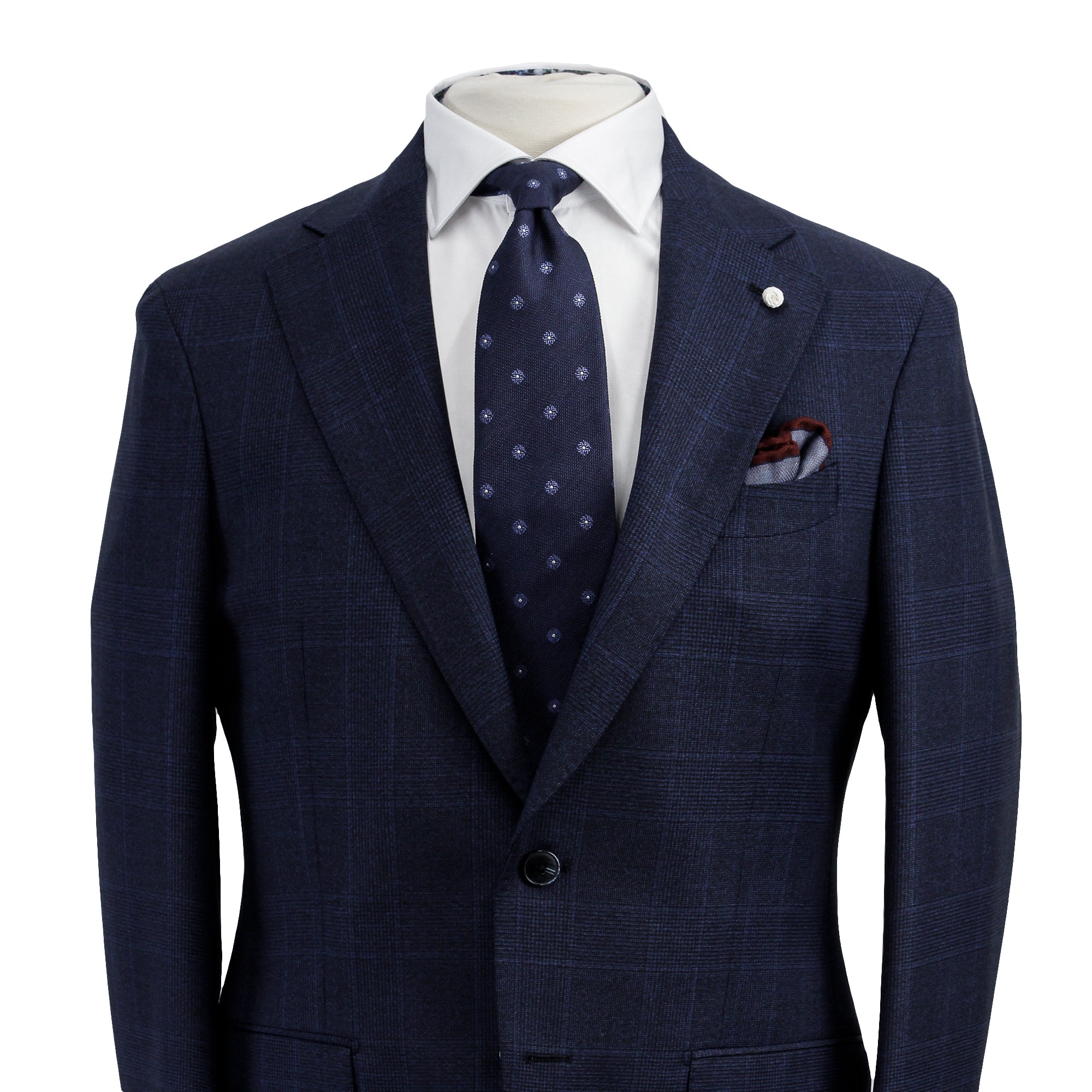 Navy Check Drago Wool Dream Fit Suit - Luigi Bianchi